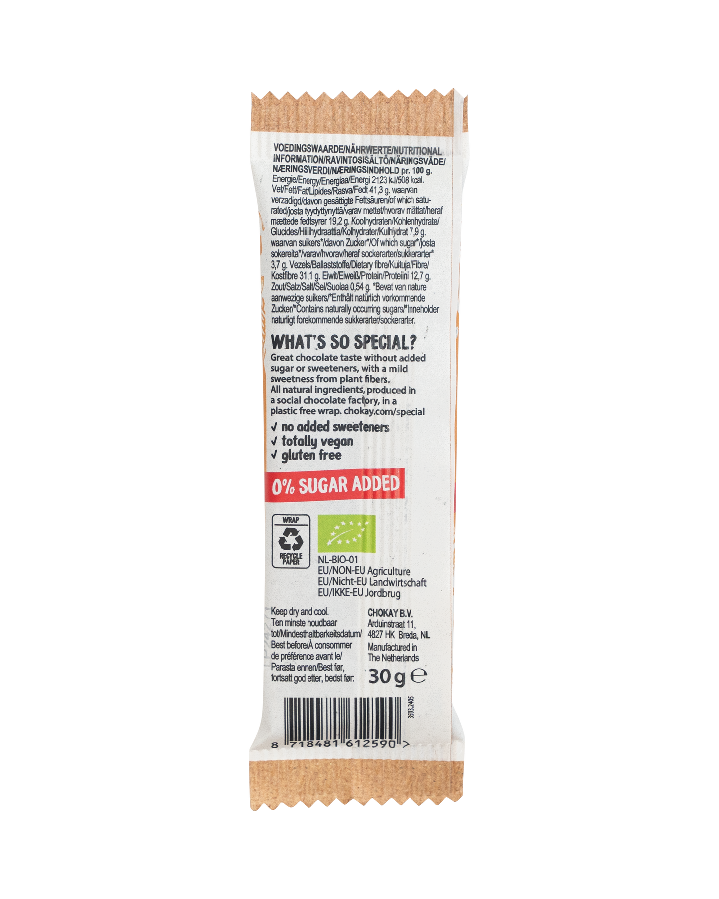 Chokay Økologisk Snack: Extra Mørk Sjokolade, Peanøtter og Karamel