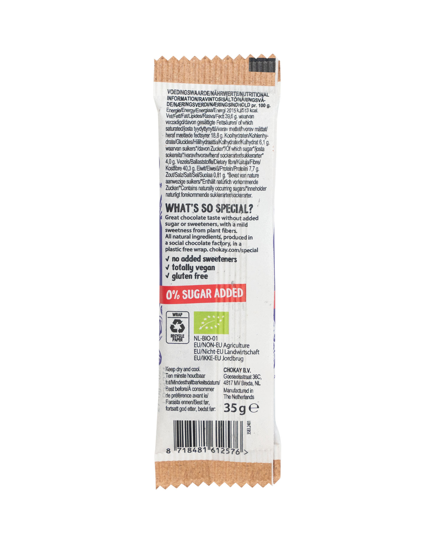 Chokay Økologisk Snack: Mørk Sjokolade med Mandler og Sjøsalt