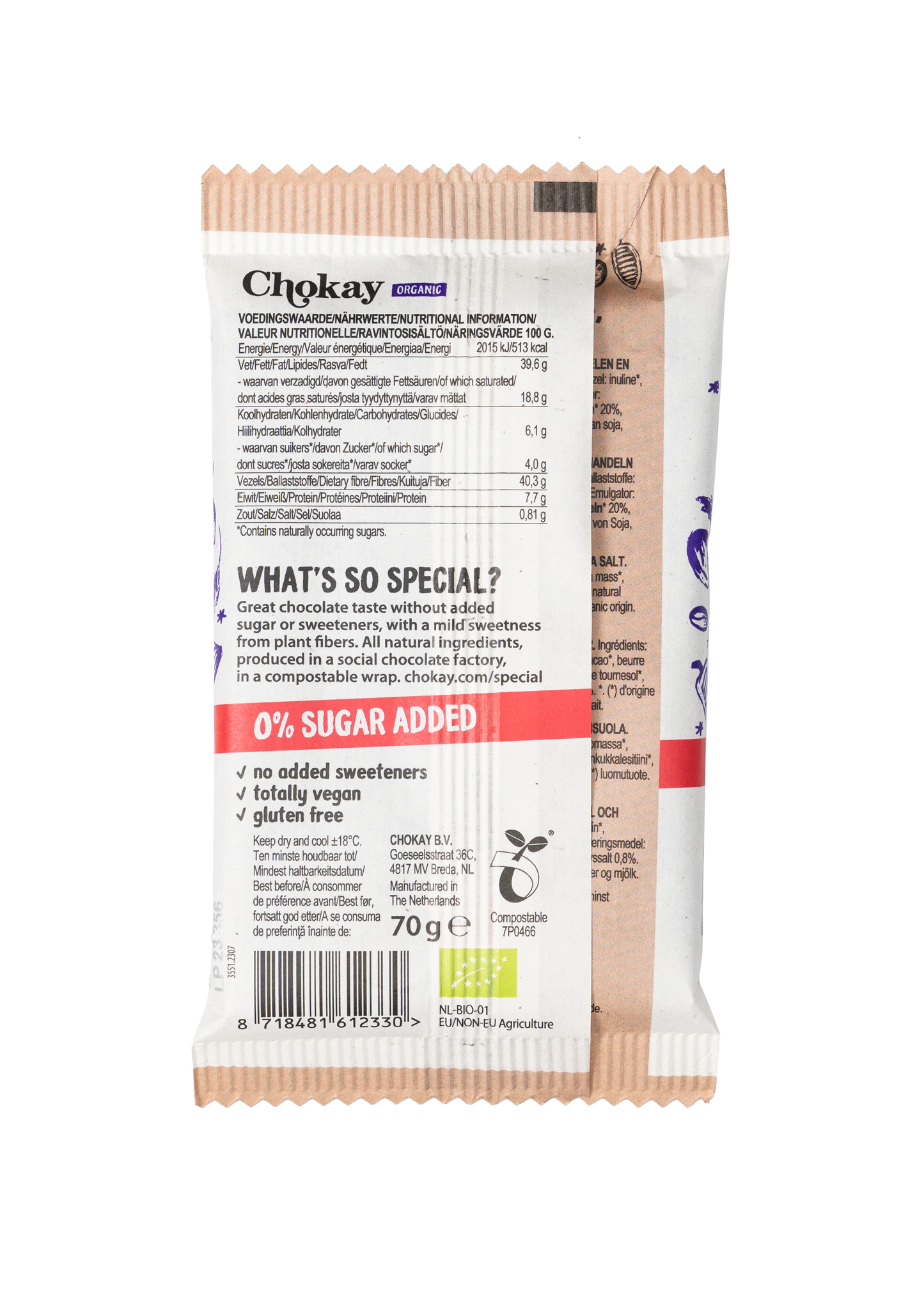 Chokay Økologisk Mørk Sjokolade med Mandler og Sjøsalt