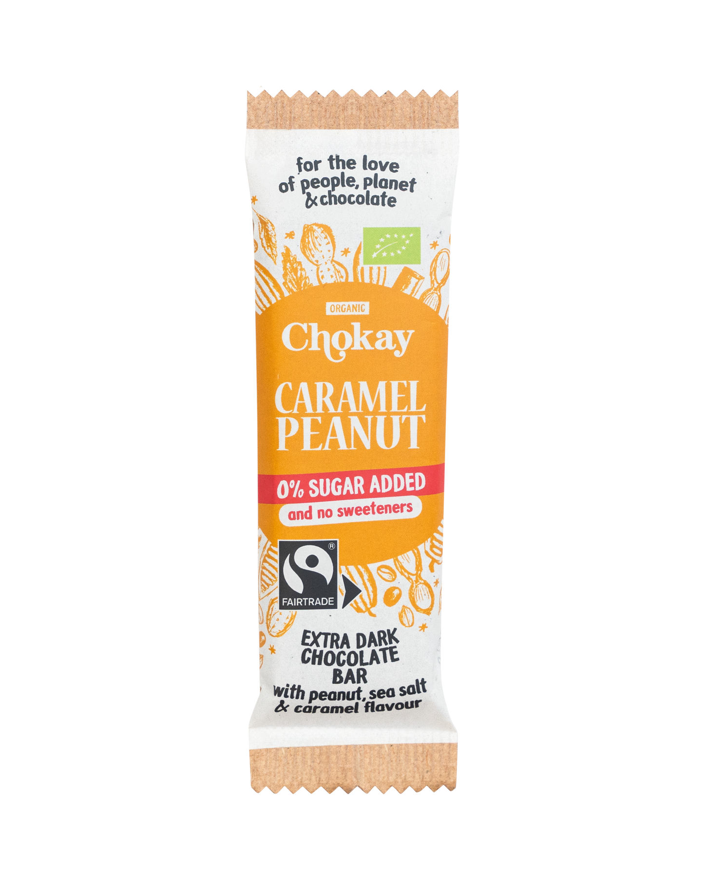 Chokay Økologisk Snack: Extra Mørk Sjokolade, Peanøtter og Karamel