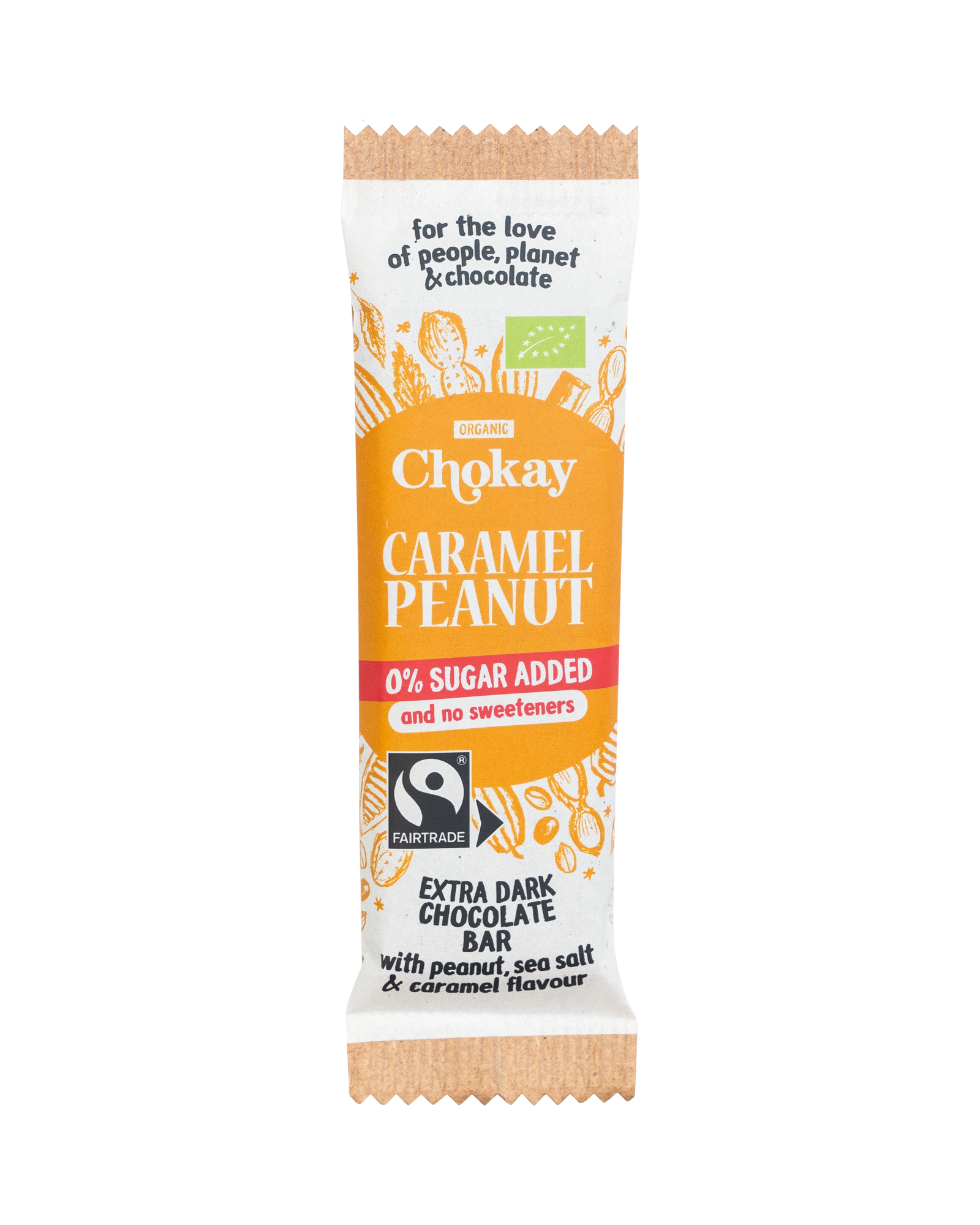 Chokay Økologisk Snack: Extra Mørk Sjokolade, Peanøtter og Karamel