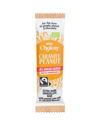 Chokay Økologisk Snack: Extra Mørk Sjokolade, Peanøtter og Karamel
