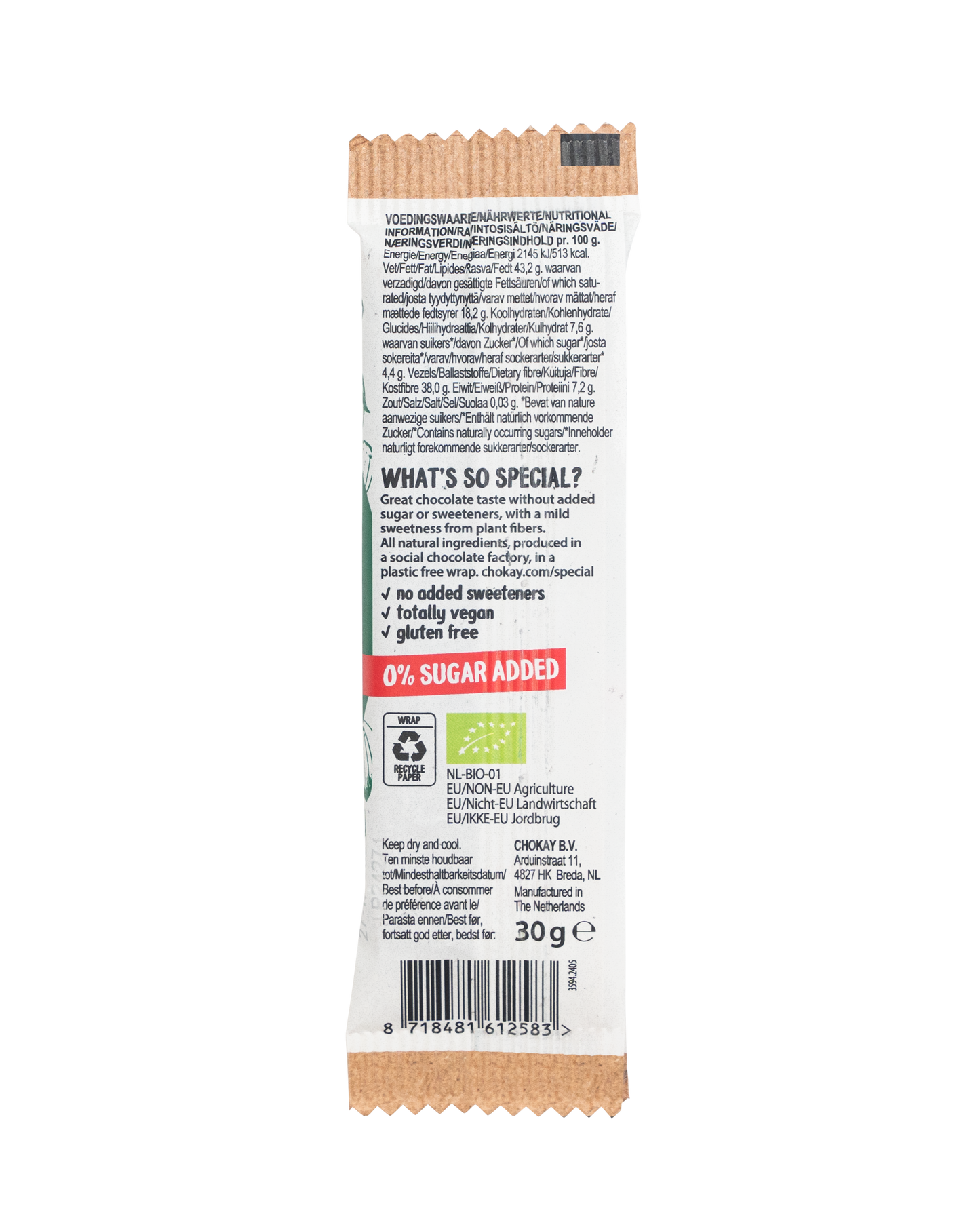 Chokay Økologisk Snack: Mørk Sjokolade og Hasselnøtter