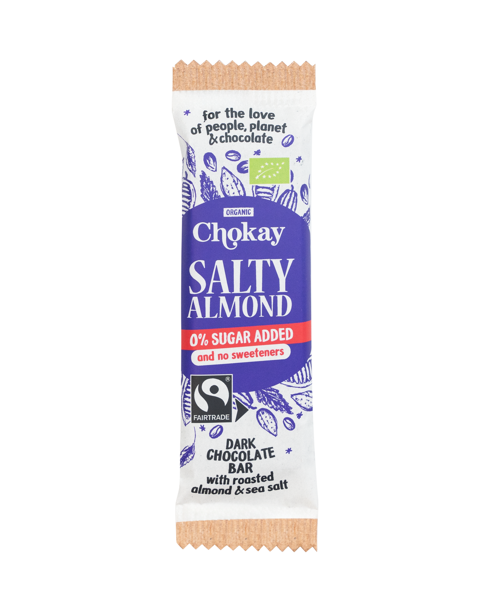 Chokay Økologisk Snack: Mørk Sjokolade med Mandler og Sjøsalt